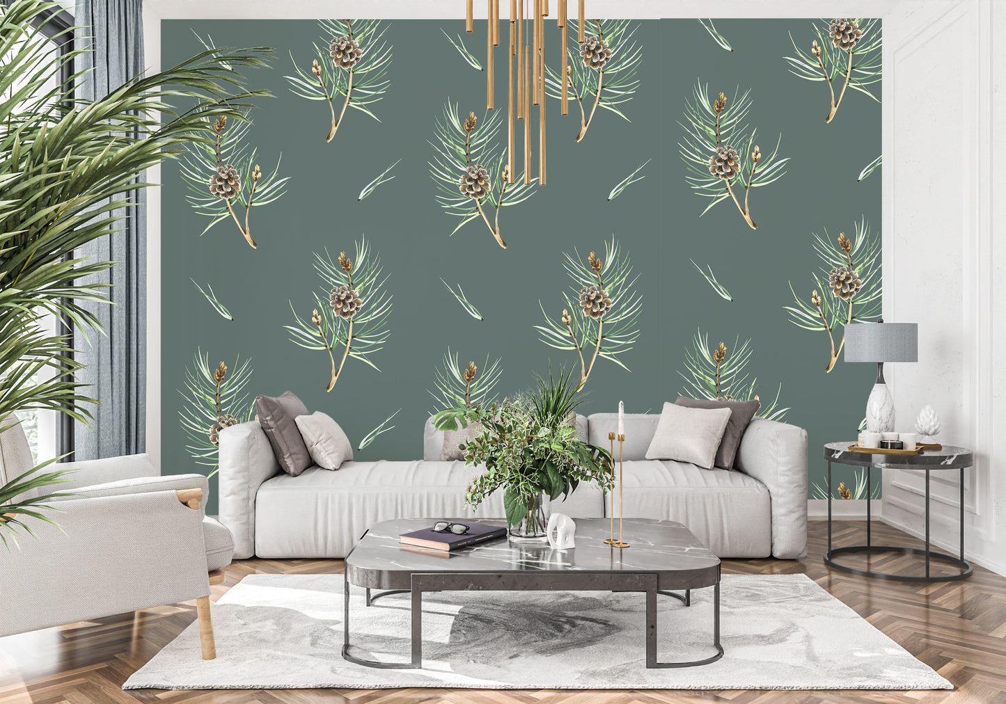 Removable Wallpaper mixture of Greens